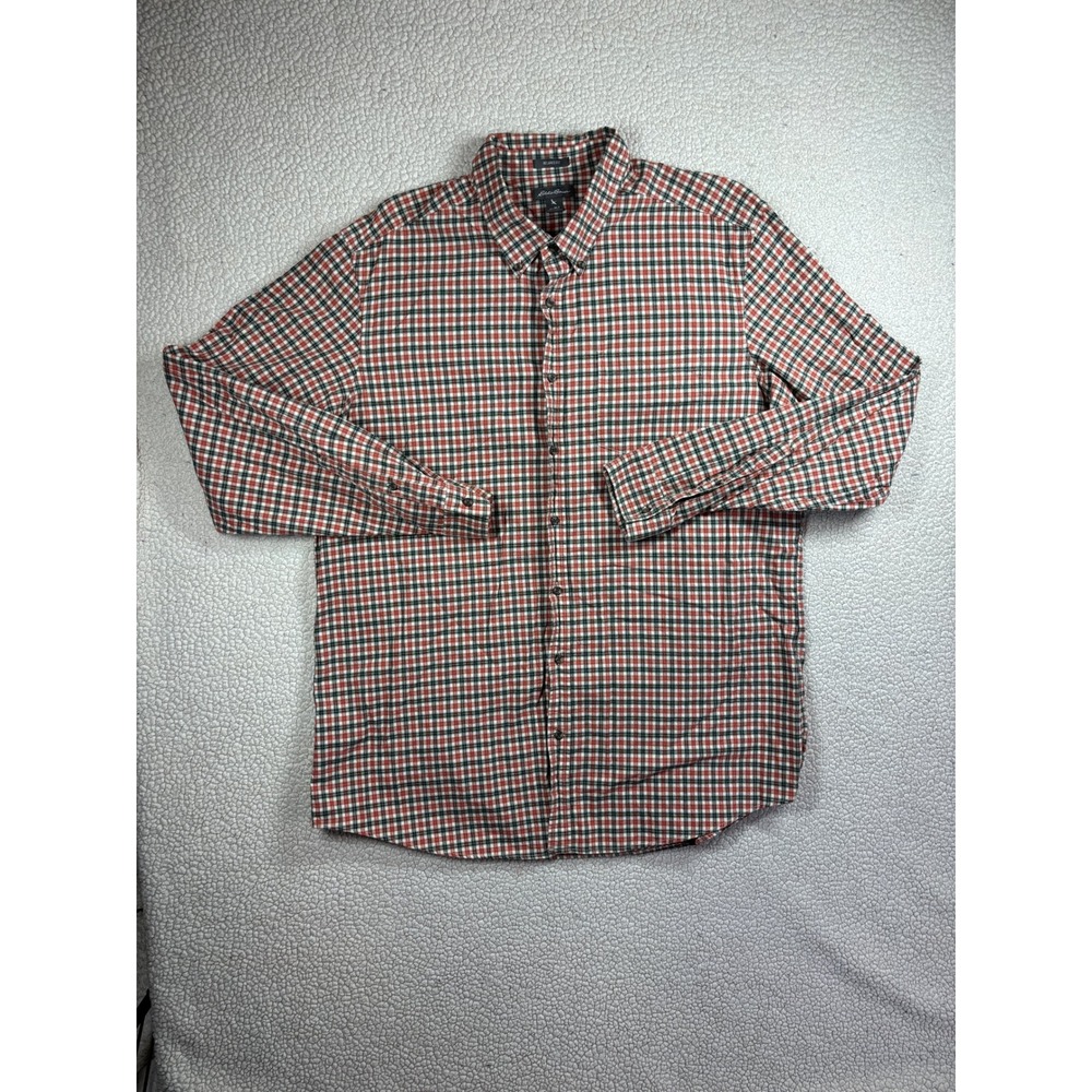 Eddie Bauer Shirt Mens XLT Tall Red Green Plaid Relaxed Fit Flannel Button Down